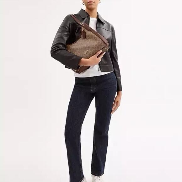 NWT Coach Erin Shoulder Bag Leather CAQ87 In Signature Canvas - Picture 8 of 10